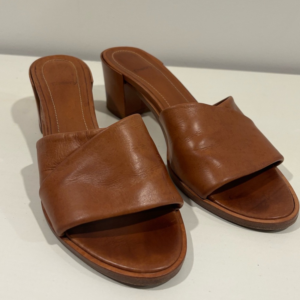 Vince leather heeled slides